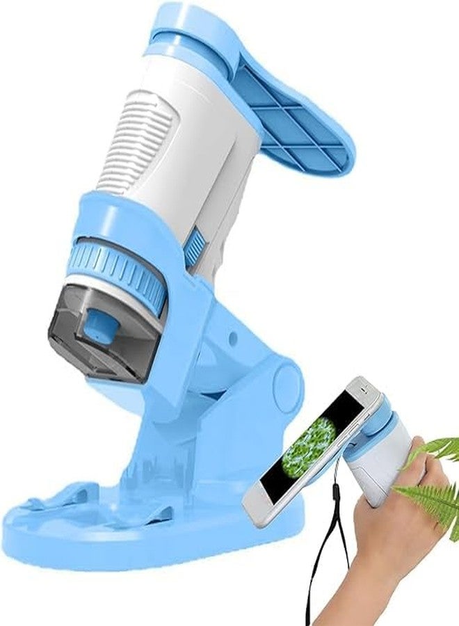 Vroxy مجهر Vroxy Zoom 60x-160x لمراقبة الأطفال، مجهر محمول للأطفال مع حامل للهاتف وإضاءة LED، مجموعة ألعاب مجهر صغير تعليمي علمي للأطفال (قطعة واحدة) - Image 1